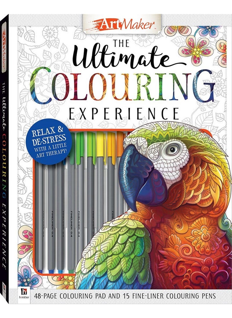 Hinkler طقم تلوين هينكلر آرت ميكر النهائي يتضمن دفتر تلوين مكون من 48 صفحة و15 قلم تلوين رفيع، مثالي للاسترخاء الإبداعي، تخفيف التوتر، والتعبير الفني