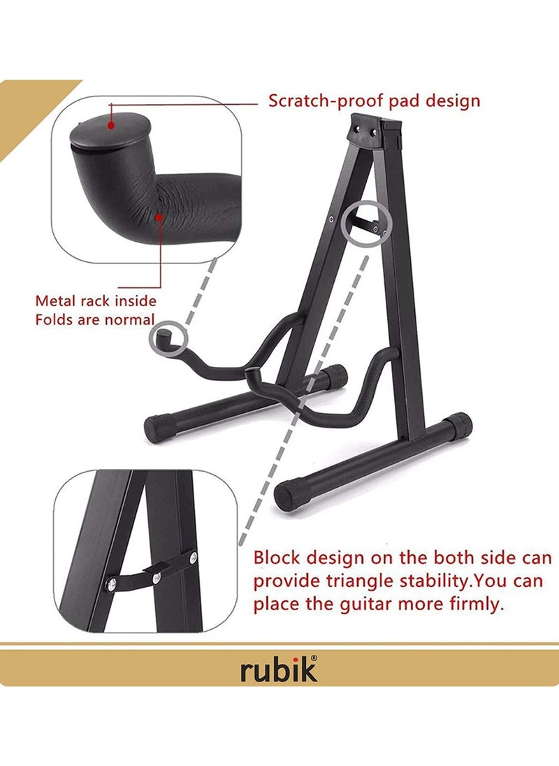 Rubik Guitar Stand for Acoustic and Electric Guitars with Secure Lock Universal Folding Lightweight Portable A-frame Guitar Bass Cello Stringed Instrument Holder Floor Stand (1 Pack)  - Image 2