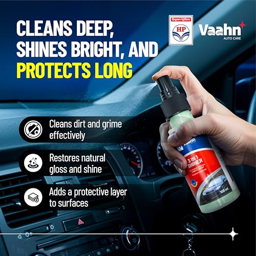 HP Vaahn 3-in-1 Shiner – 100ml | Cleans, Shines & Protects Dashboards, Tyres & Plastic Surfaces | Dust Repellent, UV Protection, Professional Finish - Image 3