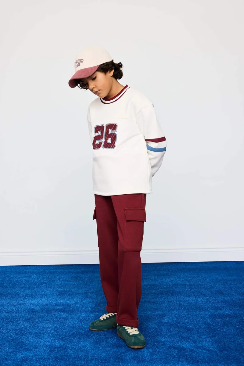 ديفاكتو Boy Loose Fit Elastic Waist Cargo Sweatpants