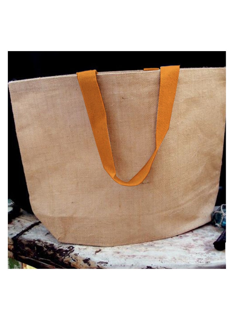BYFT - BYFT Natural Jute Bag with orange Handle (Hello Beautiful) - Image 1