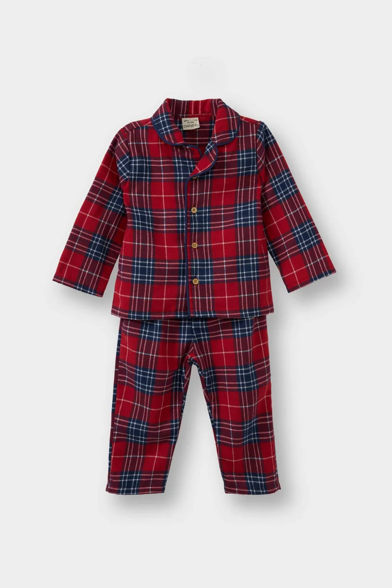 Defacto Boy Plaid Flannel 2 Piece Woven Pyjamas Set