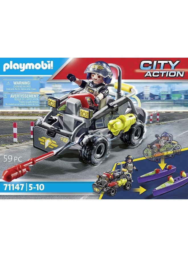 بلاي موبيل بلايموبيل وحدة تكتيكية – مجموعة لعب رباعية الدفع متعددة التضاريس مع شخصيات، مركبة رباعية الدفع، معدات وإكسسوارات للعب أكشن وخيالي | موديل 71147 | لعبة إبداعية للأطفال من عمر 4 سنوات فأكثر - Image 4