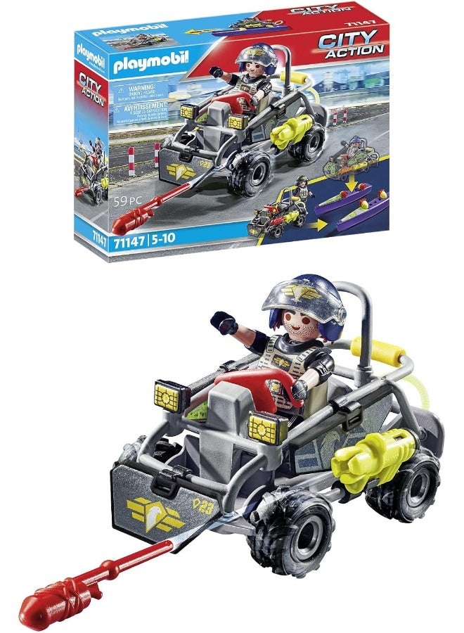 بلاي موبيل بلايموبيل وحدة تكتيكية – مجموعة لعب رباعية الدفع متعددة التضاريس مع شخصيات، مركبة رباعية الدفع، معدات وإكسسوارات للعب أكشن وخيالي | موديل 71147 | لعبة إبداعية للأطفال من عمر 4 سنوات فأكثر - Image 1