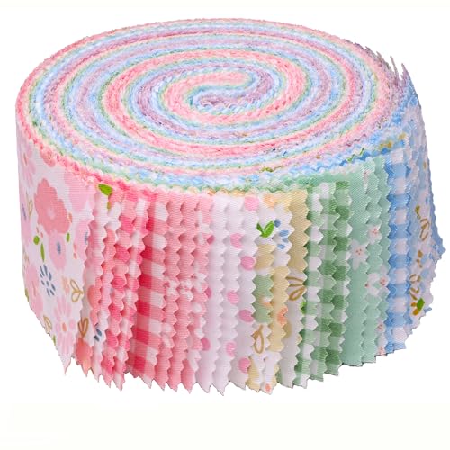 Hanjunzhao Jelly Rolls for Quilting Clearance 42 Strip 2.5" x 44" - Cotton Jelly Roll Fabric Strips Bundles - for Blanket, Rug, Upholstery, Quilt, Party Home Decor, and DIY Crafts (Sweet Garden) - Image 1