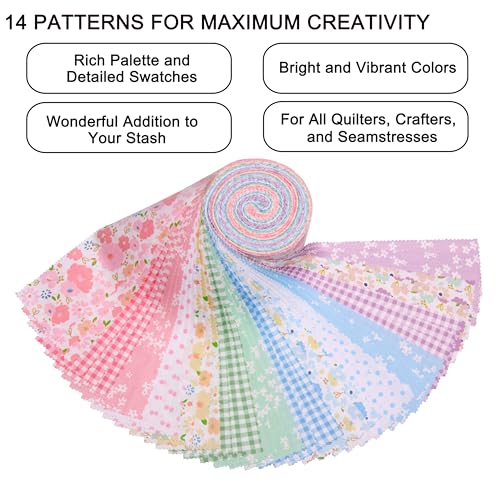 Hanjunzhao Jelly Rolls for Quilting Clearance 42 Strip 2.5" x 44" - Cotton Jelly Roll Fabric Strips Bundles - for Blanket, Rug, Upholstery, Quilt, Party Home Decor, and DIY Crafts (Sweet Garden) - Image 3
