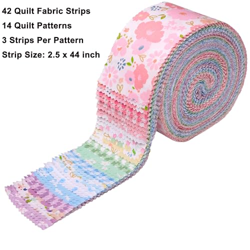 Hanjunzhao Jelly Rolls for Quilting Clearance 42 Strip 2.5" x 44" - Cotton Jelly Roll Fabric Strips Bundles - for Blanket, Rug, Upholstery, Quilt, Party Home Decor, and DIY Crafts (Sweet Garden) - Image 4