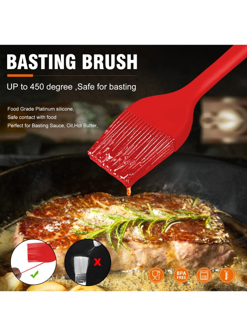 Sweet seven Versatile Silicone Basting Brushes - 2Pcs Heat Resistant Brushes for Baking, Cooking, BBQ Grilling - BPA Free Kitchen Brushes for Sauces, Butter, Oil - Stainless Steel Core Design - Image 2