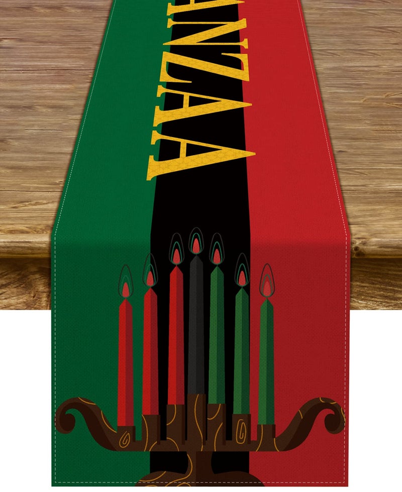 Kwanzaa Table Runner Kinara African American Table Decor African Heritage Holiday Kitchen Dining Room Home Decoration 13 x 72