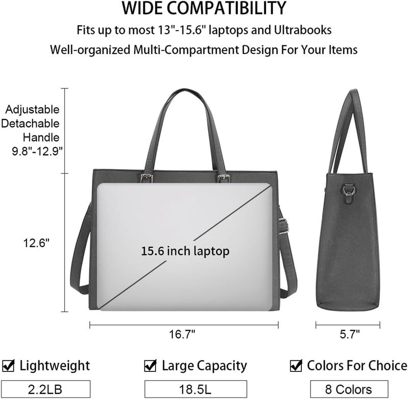 NUBILY Laptop Bag for Women Waterproof Lightweight Leather 15.6 Inch Computer Tote Bag - Image 3