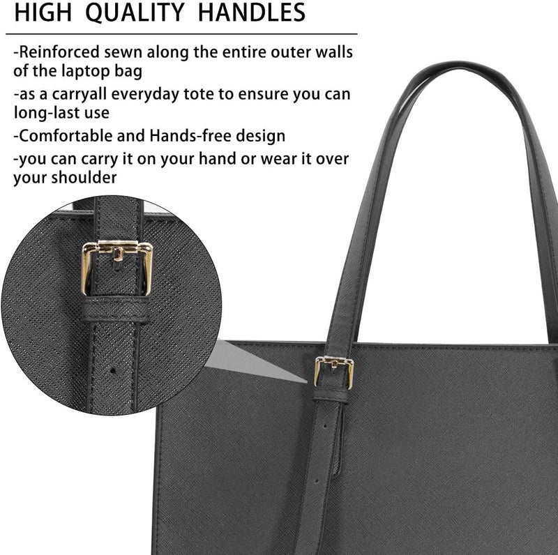 NUBILY Laptop Bag for Women Waterproof Lightweight Leather 15.6 Inch Computer Tote Bag - Image 5
