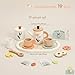 PairPear Wooden Tea Set for Kids 19Piece Pretend Tea Time Play Set with Tray Wooden Tea Toys for Toddlers Preschool Kids Ages 3 - Image 4