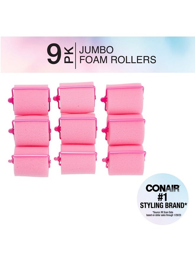 CONAIR Conair Foam Hair Rollers - Heatless hair curlers - Foam Rollers - Heatless Hair rollers in Large - Pink - 9 Count w/storage case  - Image 2