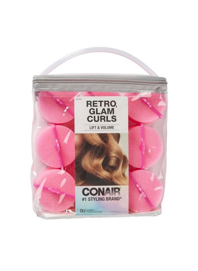 CONAIR Conair Foam Hair Rollers - Heatless hair curlers - Foam Rollers - Heatless Hair rollers in Large - Pink - 9 Count w/storage case  - Image 1