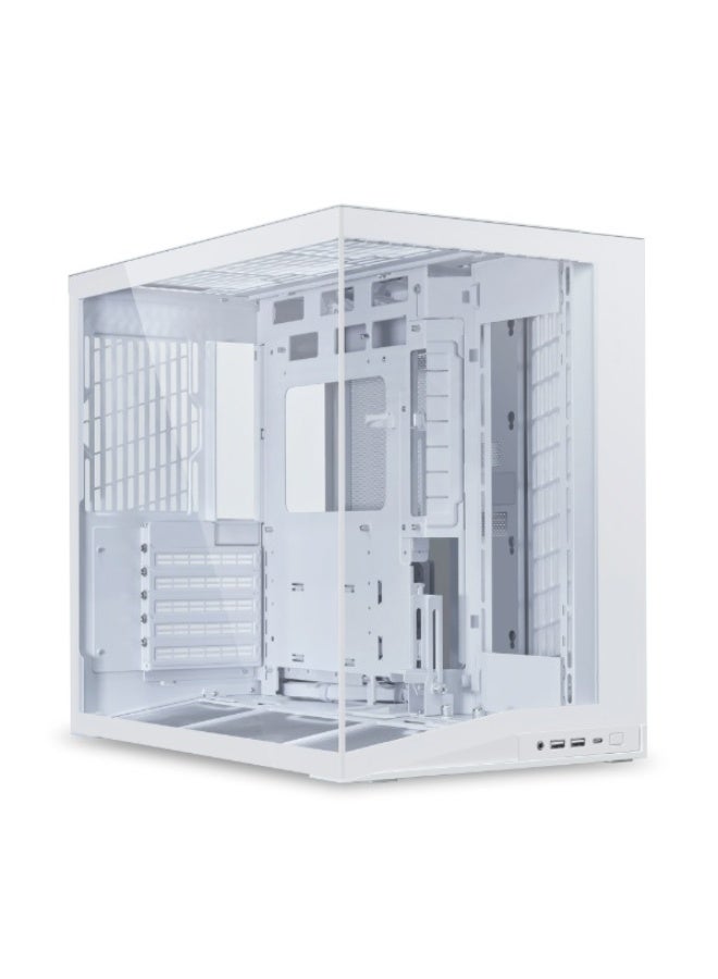 ليان لي علبة O11 Dynamic Mini V2 Flow Edition بيضاء، مدمجة وعالية التدفق للهواء، ATX Mid Tower، حجرة مزدوجة، ألواح زجاجية مقسّاة، تدعم مشعاع 360 مم، 9 مراوح × 120 مم، وحدة معالجة رسومات 400 مم، وحدة إمداد طاقة ATX | G99.O11DMIV2FW.00 - Image 1