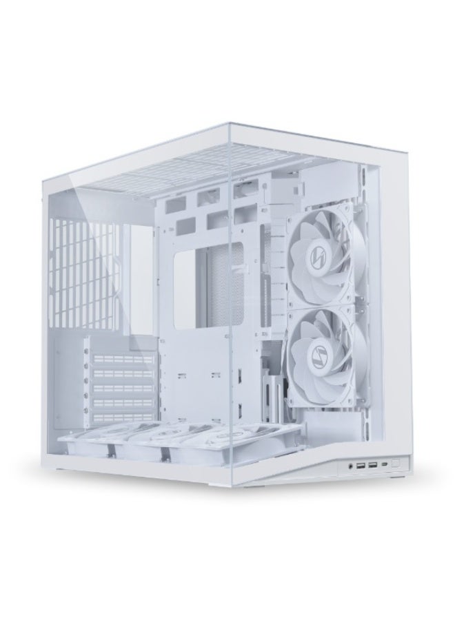 ليان لي علبة O11 Dynamic Mini V2 Flow Edition بيضاء، مدمجة وعالية التدفق للهواء، ATX Mid Tower، حجرة مزدوجة، ألواح زجاجية مقسّاة، تدعم مشعاع 360 مم، 9 مراوح × 120 مم، وحدة معالجة رسومات 400 مم، وحدة إمداد طاقة ATX | G99.O11DMIV2FW.00 - Image 3
