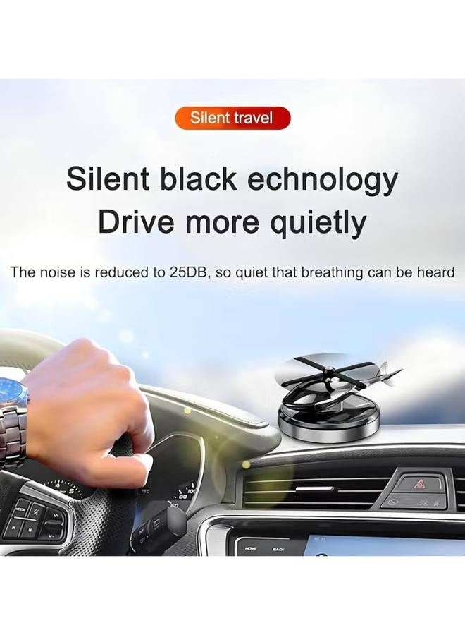 إكسسوارات السيارات الداخلية - معطر جو دوار يعمل بالطاقة الشمسية على شكل مروحية للسيارة والمنزل، موزع هواء من سبائك الطيران الفضي، عطر للسيارة - Image 4