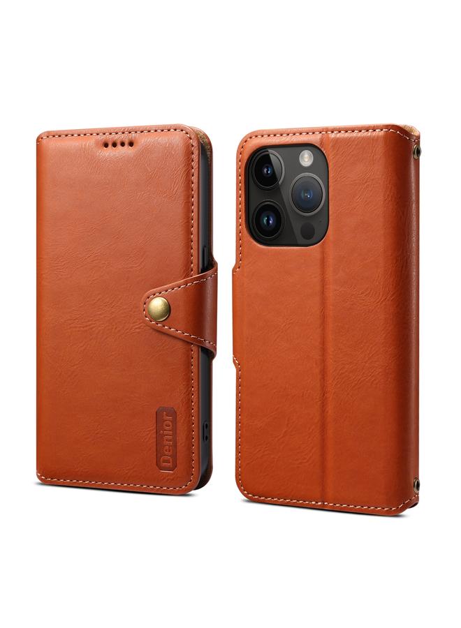 Case For iPhone 15 Pro Max Cowhide Texture Wallet Style Leather Phone Case