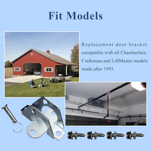WFCYX 41A5047 Door Bracket for Garage Door Openers, Replacement Door Bracket Compatible with All Chamberlain, Craftsman and LiftMaster Models Made After 1993, with Pin and Clip & 4 Fasteners - Image 3