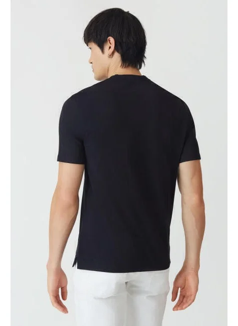 Bisse Men's Silk Finished Basic V-Neck T-Shirt BLACK TS22Y22012_D99