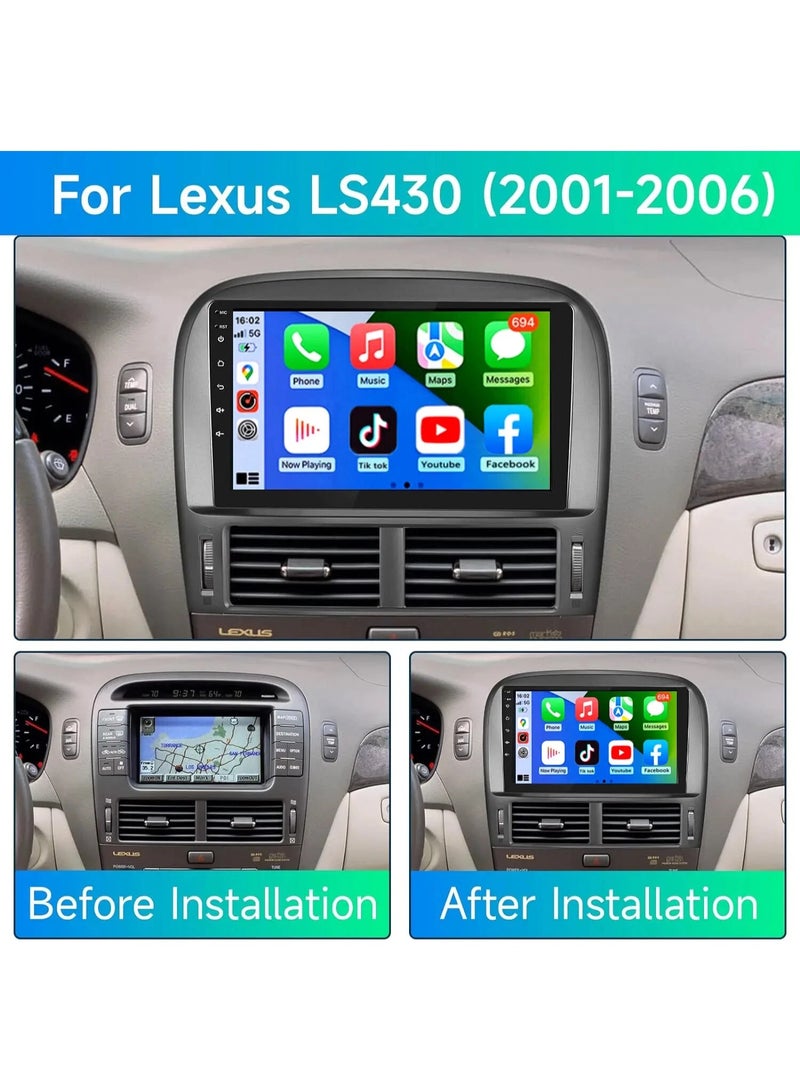رايموس شاشة أندرويد لسيارة لكزس LS430 مقاس 9 إنش – رام 4 جيجابايت تدعم Apple CarPlay وAndroid Auto لاسلكي، شاشة QLED تعمل باللمس، دعم شريحة SIM، نظام DSP صوتي، كاميرا AHD للرؤية الليلية، متوافقة مع التحكم بالمكيف (2001–2006) - Image 3