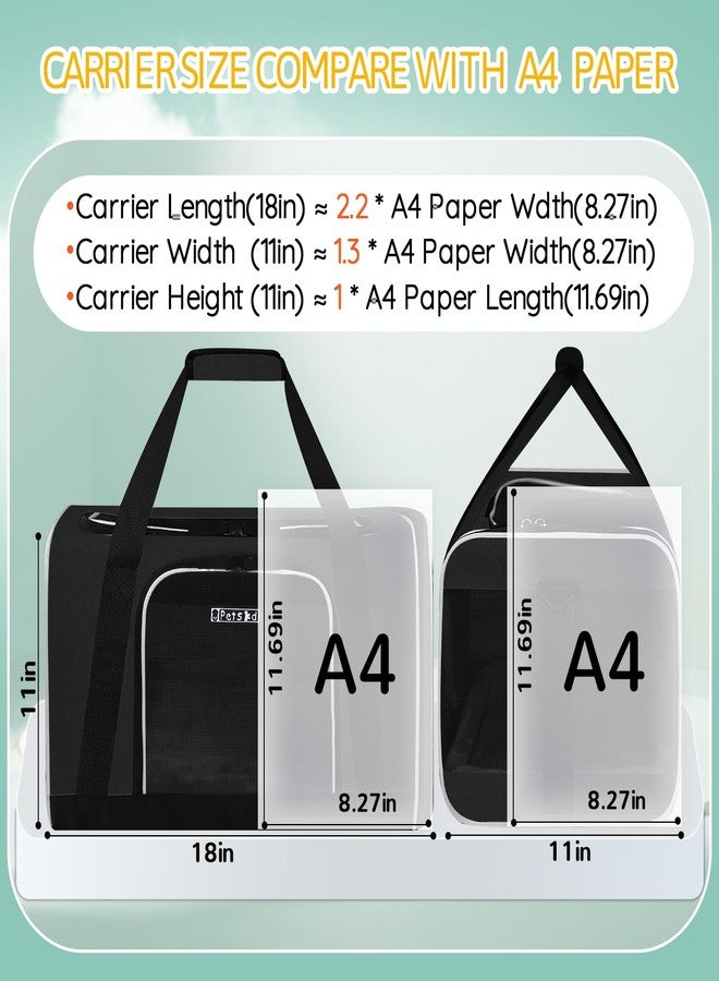 Petskd Pet Carrier 18x11x11 Delta American United Airline Approved, Pet Travel Carrier Bag for Small Cats and Dogs, Cat Soft Sided Carrier with Safety Lock Zippers, 5-Sided Breathable Mesh(Black) - Image 3