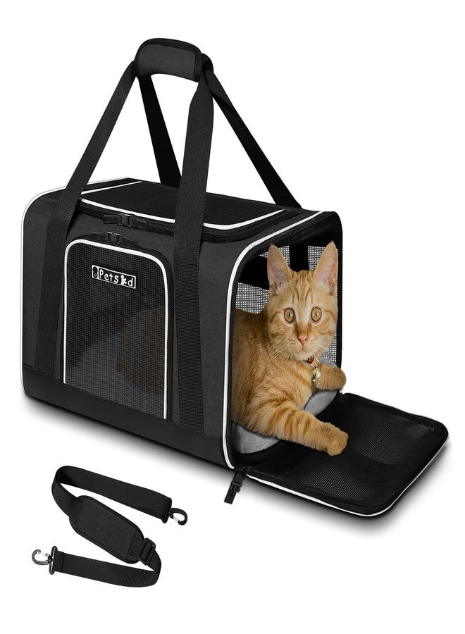 Petskd Pet Carrier 18x11x11 Delta American United Airline Approved, Pet Travel Carrier Bag for Small Cats and Dogs, Cat Soft Sided Carrier with Safety Lock Zippers, 5-Sided Breathable Mesh(Black) - Image 1