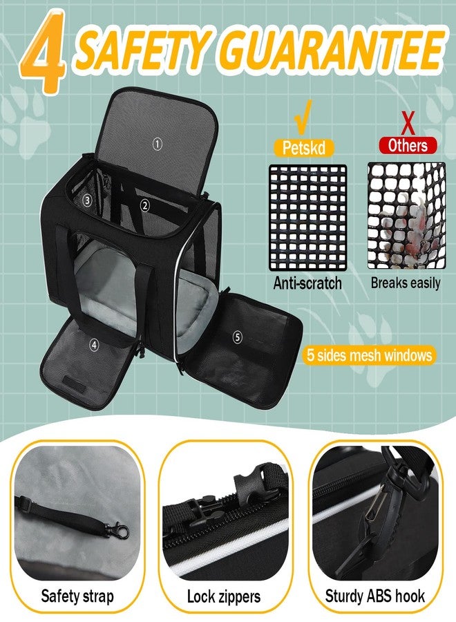 Petskd Pet Carrier 18x11x11 Delta American United Airline Approved, Pet Travel Carrier Bag for Small Cats and Dogs, Cat Soft Sided Carrier with Safety Lock Zippers, 5-Sided Breathable Mesh(Black) - Image 5