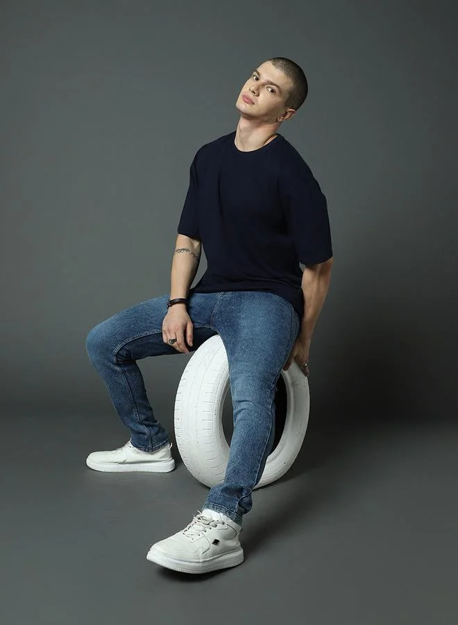 هاي ستار HIGH STAR Solid Round Neck Relaxed Fit T-Shirt