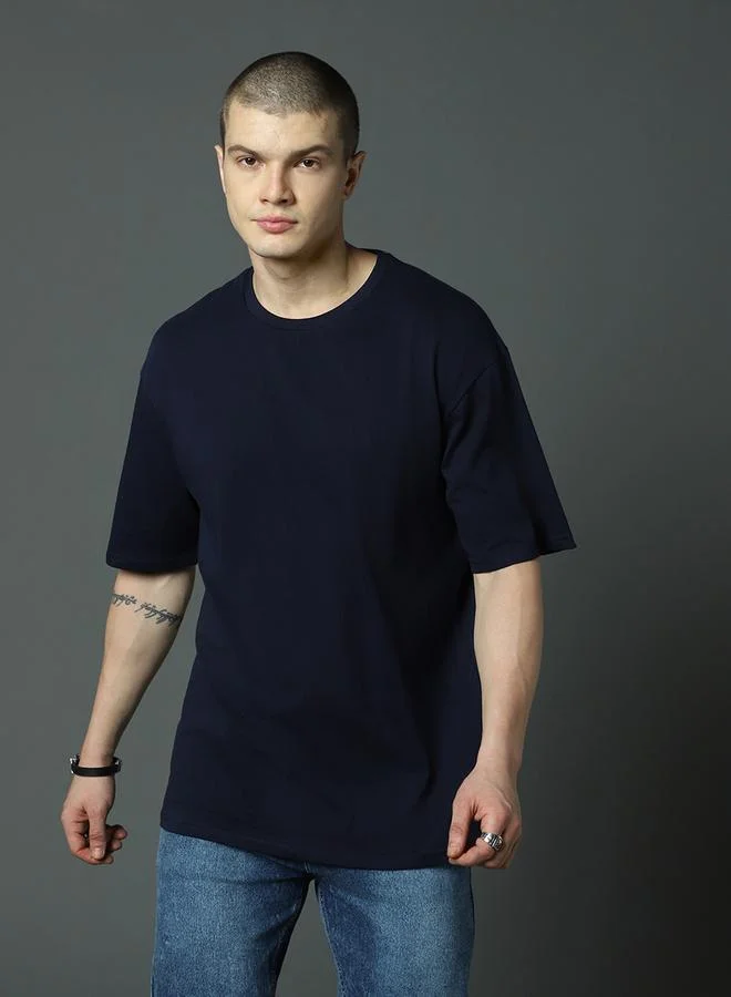 هاي ستار HIGH STAR Solid Round Neck Relaxed Fit T-Shirt