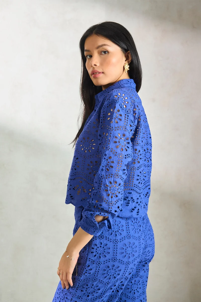 فيرجيو Cotton Broderie Anglais Brunchwear Shirts for Women