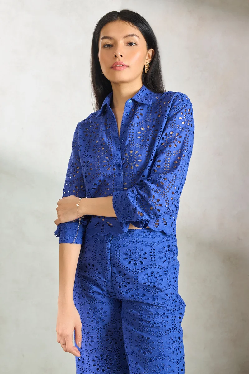 فيرجيو Cotton Broderie Anglais Brunchwear Shirts for Women
