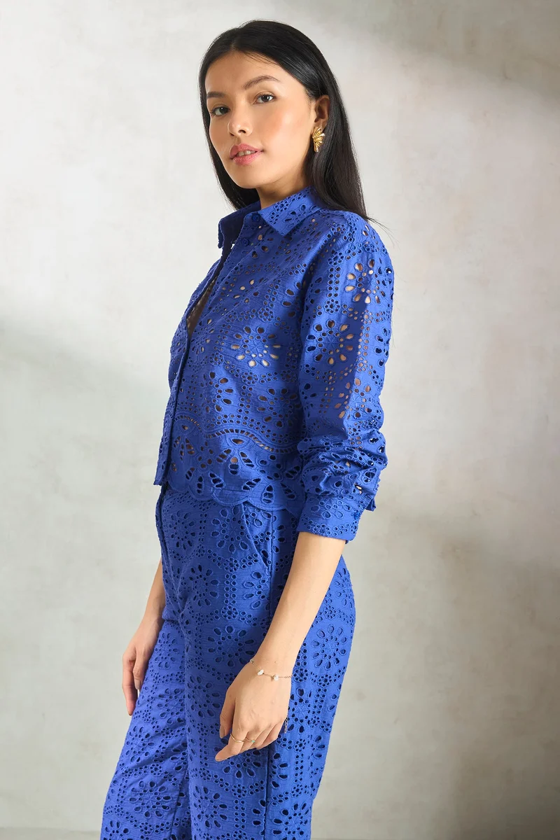 فيرجيو Cotton Broderie Anglais Brunchwear Shirts for Women