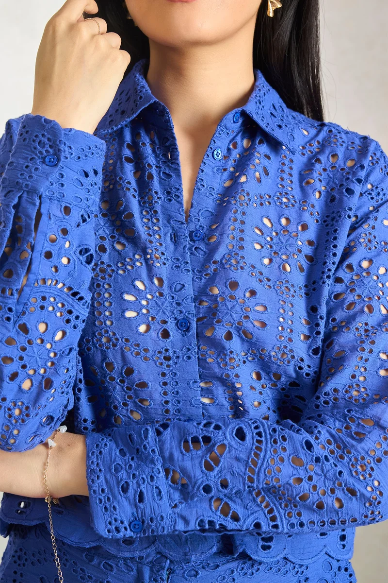 فيرجيو Cotton Broderie Anglais Brunchwear Shirts for Women