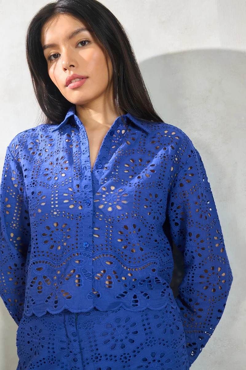 فيرجيو Cotton Broderie Anglais Brunchwear Shirts for Women