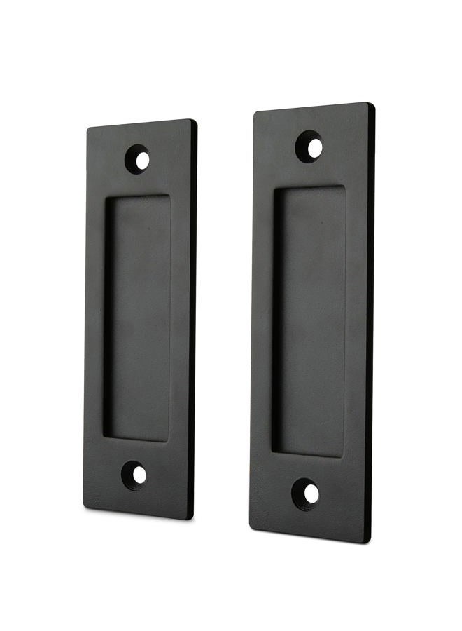 HASWARE 6" Finger Flush Pull Handle Set, Brushed Metal Sliding Barn Door Handle, Rectangular Plate, for Closet Pocket Door or Cabinet - Image 1