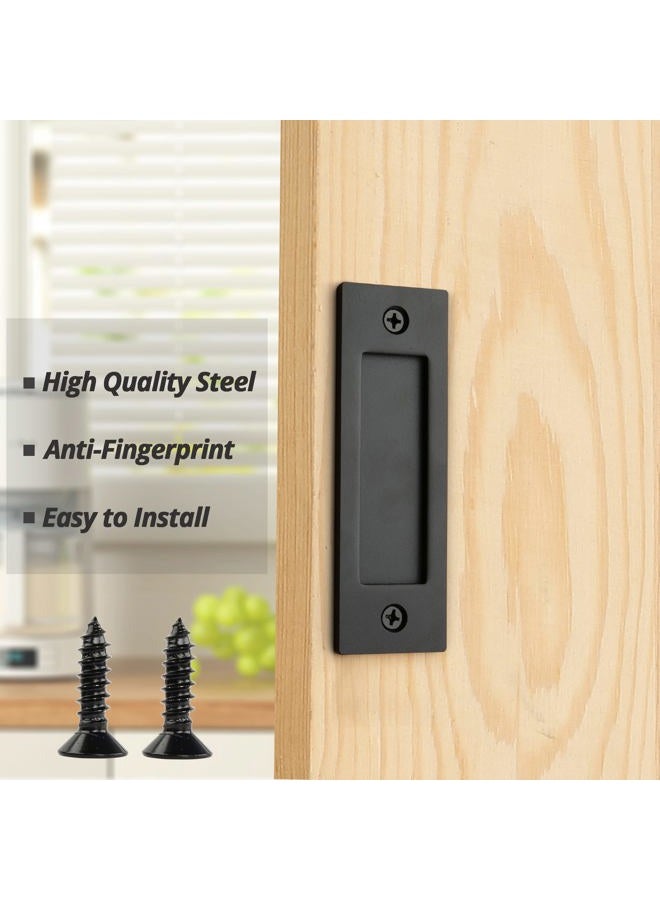 HASWARE 6" Finger Flush Pull Handle Set, Brushed Metal Sliding Barn Door Handle, Rectangular Plate, for Closet Pocket Door or Cabinet - Image 3
