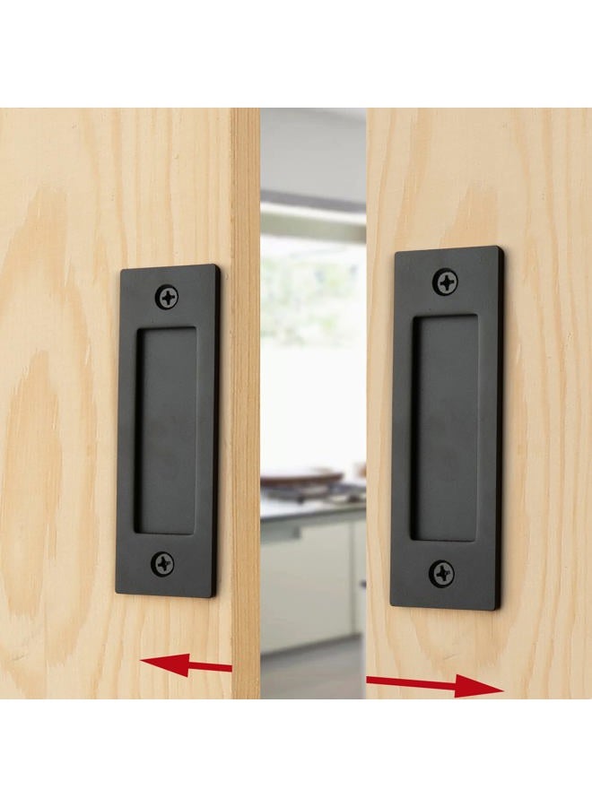 HASWARE 6" Finger Flush Pull Handle Set, Brushed Metal Sliding Barn Door Handle, Rectangular Plate, for Closet Pocket Door or Cabinet - Image 4