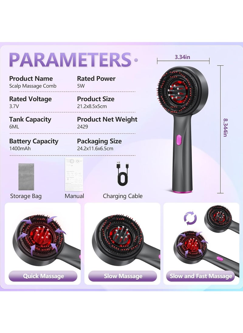 LIXES 3 in 1 Hair Oil Applicator,Head Massager Scalp,Scalp Massager Hair Growth,Electric Scalp Massager Brush,Ipx7 Waterproof,Hair Scrubber Scalp Massage Tool for Home and Travel Use,Gift, (BLACK)  - Image 3