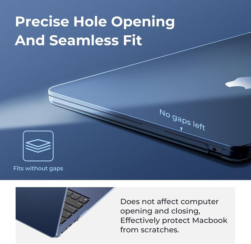 EooCoo Case Compatible with MacBook Air 13 inch M5 2026-2022 M4 M3 M2 A3449 A3240 A3113 A2681, Crystal Hard Shell Scratch Resistant Protective Cover Compatible for MacBook Air 13.6 inch, Midnight - Image 3