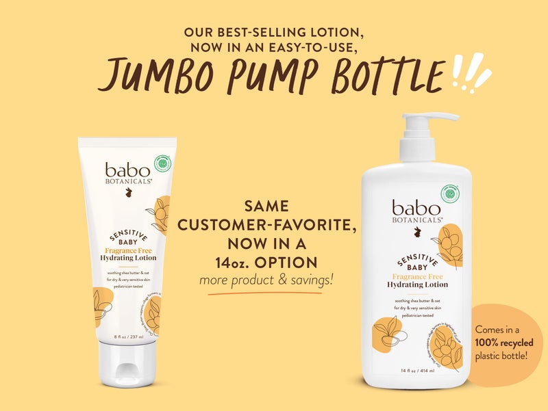 Babo Botanicals Sensitive Baby Fragrance-Free Daily Hydrating Baby Lotion - Shea Butter & Jojoba Oil - for Body & face - for Babies, Kids & Adults with Sensitive Skin - EWG Verified - Vegan - 14oz - Image 2