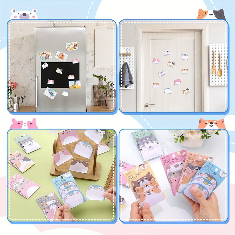 270 Sheets Cute Sticky Notes Set Kawaii Cartoon Animal Self Stick Memo Pads - Image 3