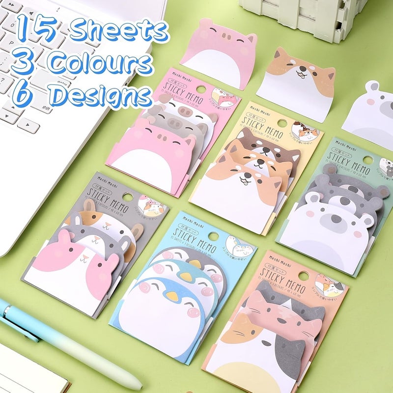 270 Sheets Cute Sticky Notes Set Kawaii Cartoon Animal Self Stick Memo Pads - Image 4