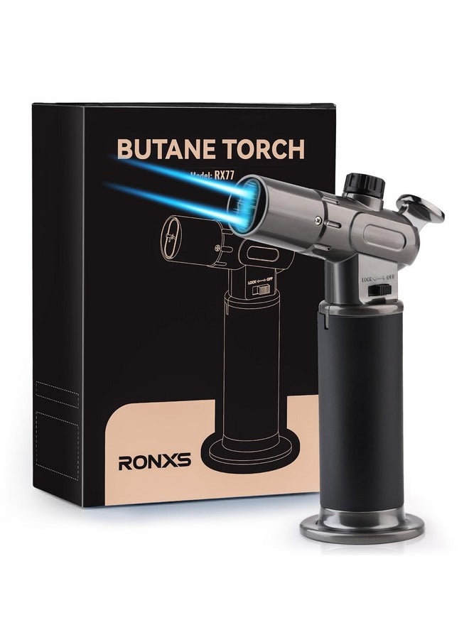 RONXS RONXS Torch Lighter, Refillable Kitchen Butane Torch, Cooking Torch with Safety Lock and Adjustable Single/Dual Flame for Creme Brulee, BBQ, Baking, Crafts and Soldering (Butane Gas Not Included)  - Image 1