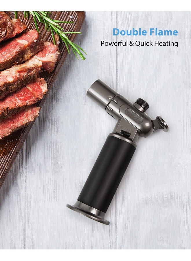 RONXS RONXS Torch Lighter, Refillable Kitchen Butane Torch, Cooking Torch with Safety Lock and Adjustable Single/Dual Flame for Creme Brulee, BBQ, Baking, Crafts and Soldering (Butane Gas Not Included)  - Image 3