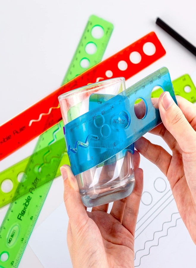 KINBOM 4 Pcs 12 Inch Color Flexible Rulers, Soft Bendable Plastic Transparent Rulers, Shatterproof, Suitable for School, House and Office - Image 5