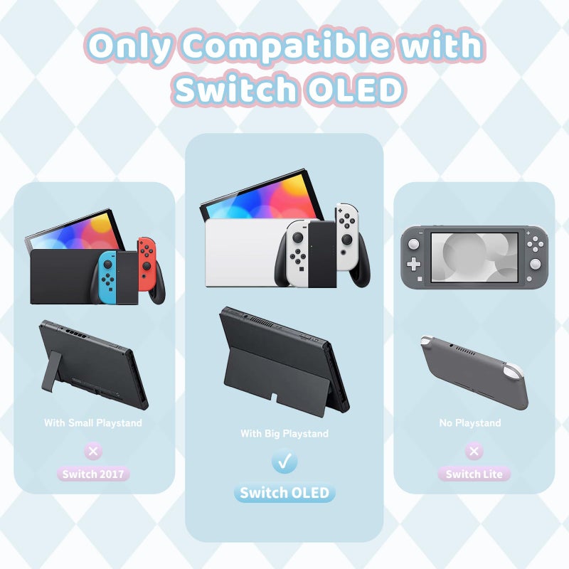 Kuitmor Protective Case for Switch OLED, Cute Protective Cover Hard PC Cover Case, Anti-Scratch Protective Shell Compatible with Switch OLED Console and Game Console Controller - DEG - Image 2