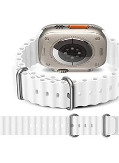 Generic Alpine Loop for Apple Watch 49mm 45mm, Woven Loop with Metal Sport Band with iWatch Band Series Ultra 8 7 6 5 4 3 2 1 SE - White  - Image 2