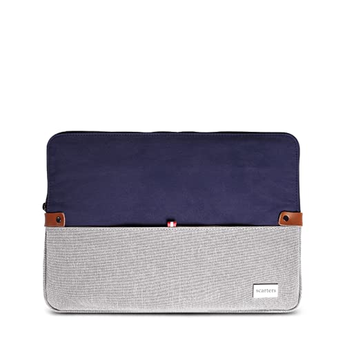 Scarters™ Splash-Proof Navy Blue Ultra-Sleek Designer Laptop Sleeve/case for 13.3 inch Laptop/MacBook/Tablet : Folio Vol. IV - Image 1