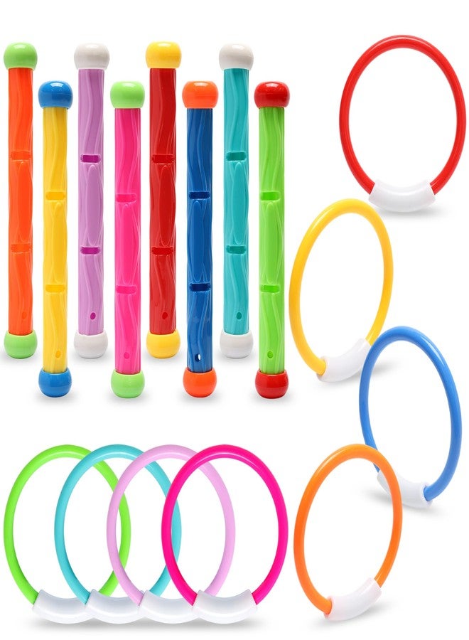 PARENTSWELL 16 PCS Pool Toys for Kids, Diving Toys Set for Swimming Pool Including Dive Rings & Sticks, Colorful Sinking Toys for Summer Water Games, Party Favor for Boys Girls - Image 1